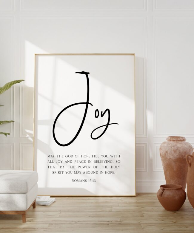 Romans 15:13 - May the God of Hope Fill You with All Joy Typography Wall Art Print - Faith - Religious - Spiritual