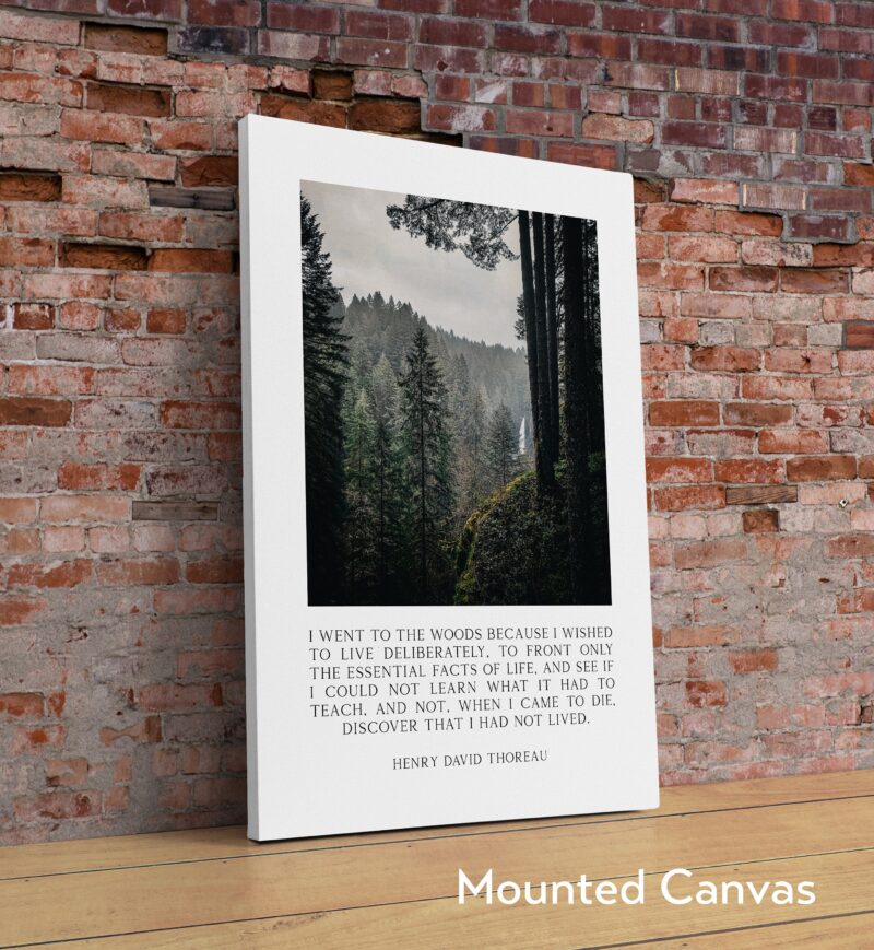 Henry David Thoreau Quote - I went to the woods because I wished to live deliberately...  Typography Art Print - Oregon Forest Photography