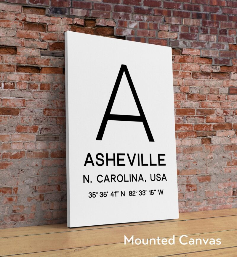 Asheville North Carolina with GPS Coordinates Typography Minimalist Art Print - Image 2