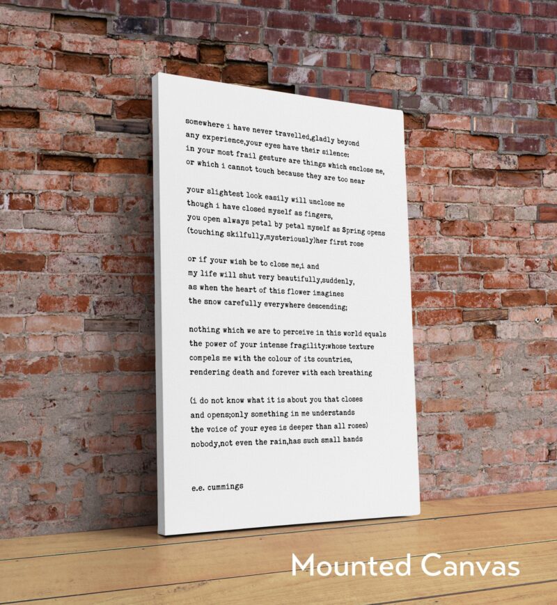 somewhere i have never travelled,gladly beyond – e.e. cummings Poem Typography Art Print - Poetry Lover - Inspirational - Minimalist - Image 3