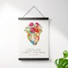 I Carry Your Heart I Carry It In My Heart - E.E. Cummings - Heart Flowers - Canvas Hanger Art Print - Wedding Gift - Love Poem - Gift