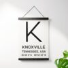 Knoxville Tennessee with GPS Coordinates Typography Canvas Hanger Art Print - Home Wall Decor - Office - Apartment - Dorm Decor
