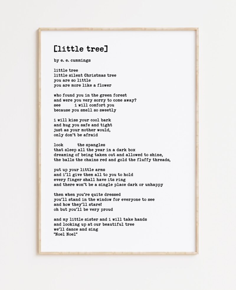 little tree by E.E. Cummings Poem Typography Art Print - Christmas - Wall Decor - Decorations