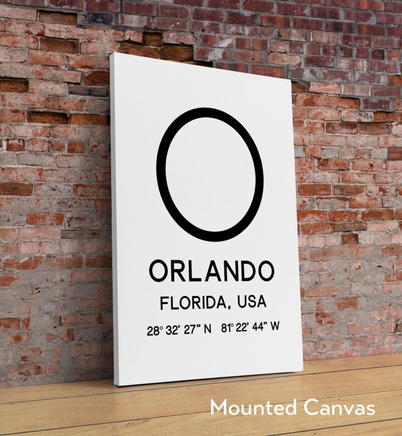 Orlando Florida with GPS Coordinates Typography Minimalist Art Print - Travel Home Decor