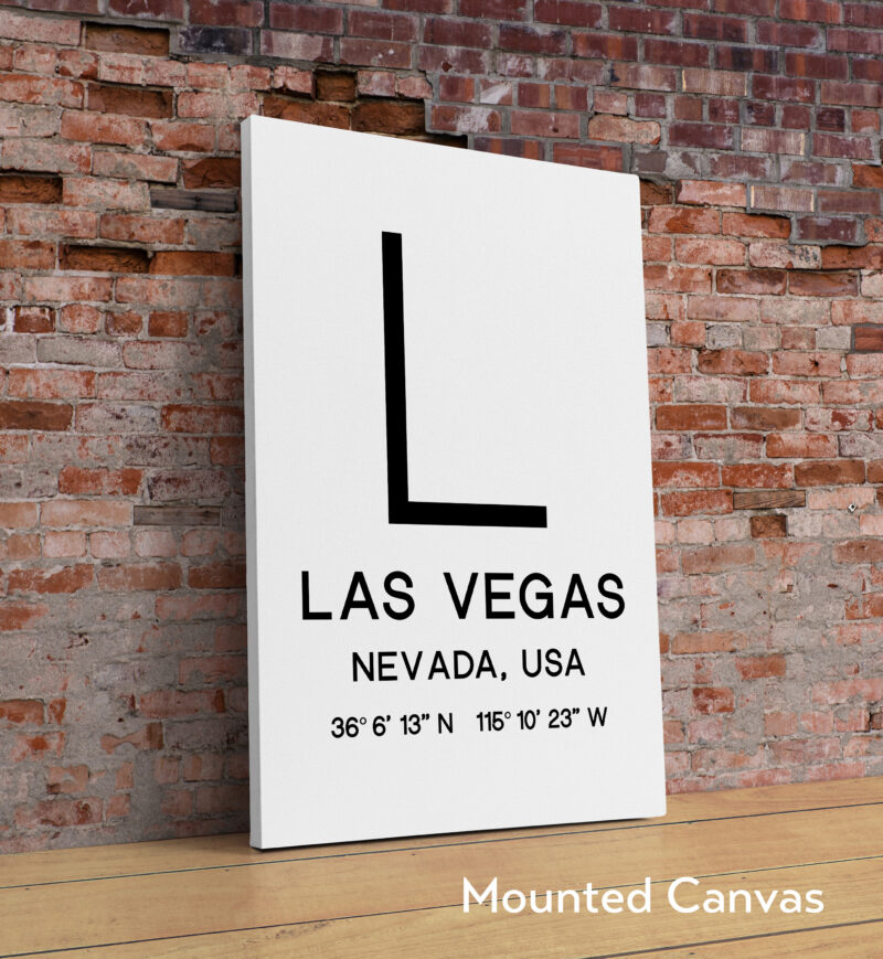 Las Vegas, Nevada with GPS Coordinates Typography Minimalist Art Print