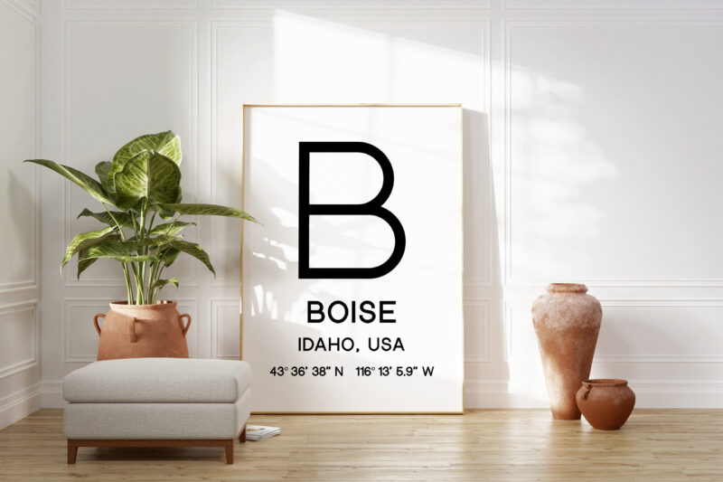 Boise Idaho with GPS Coordinates Minimalist Typography Art Print - Image 6