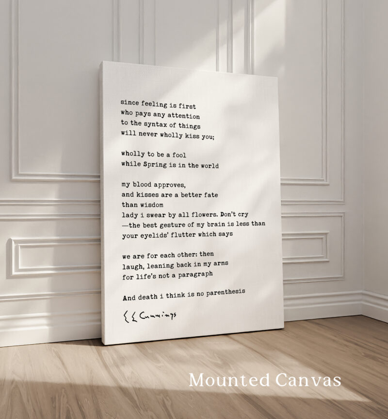since feeling is first Poem by e.e. cummings Typography Art Print - Image 2