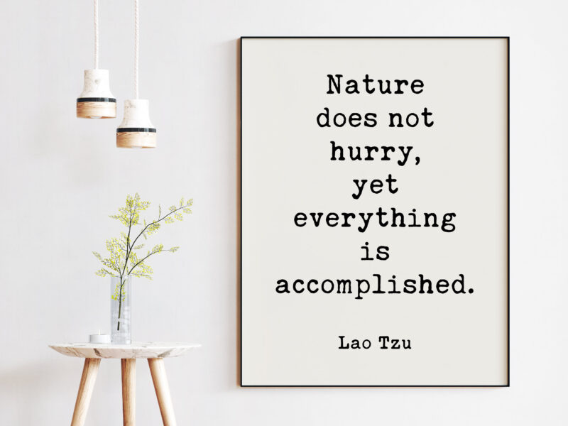 Lao Tzu Quote - Nature does not hurry, yet everything is accomplished. Typography Art Print
