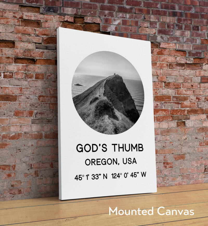 God's Thumb, Oregon with GPS Coordinates Art Print - Image 2