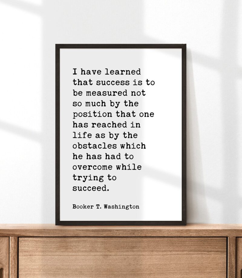 Booker T. Washington Quote - I have learned that success is to be measured not so much by the position... Typography Art Print - Image 3
