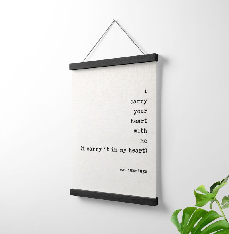 I Carry Your Heart with Me (I Carry it in My Heart) - E.E. Cummings Quote - Canvas Art Print with Teak Wood Wall Hanger - Image 2