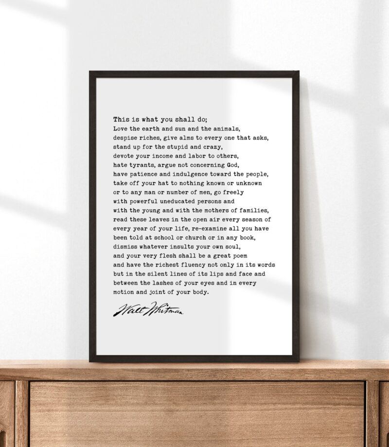 Walt Whitman Quote - This is what you shall do; Love the earth and sun and the animals... Typography Art Print, Leaves of Grass - Image 5