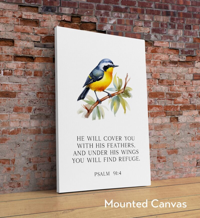 Psalm 91:4  He will cover you with His feathers, and under His wings you will find refuge. Art Print - Image 2