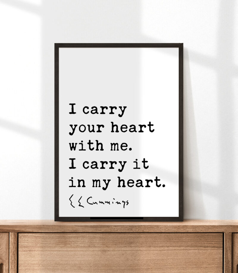 I carry your heart with me. I carry it in my heart. - E.E. Cummings Quote Typography Art Print - Image 6