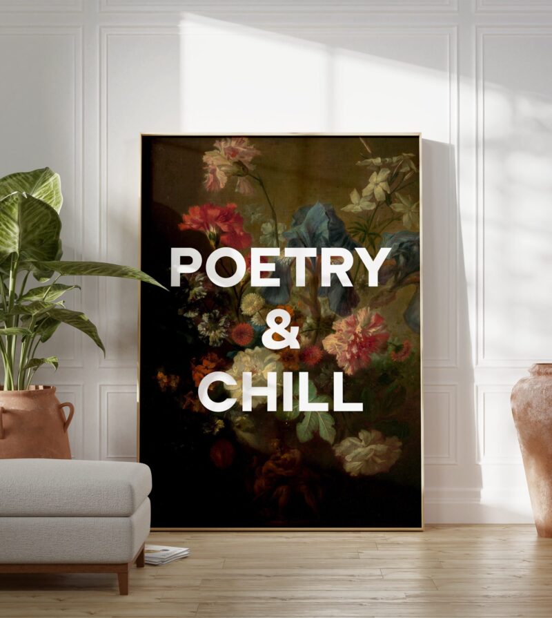 Poetry and Chill with Flowers by Jan van Huysum - Typography Art Print - Image 2