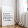 I Carry Your Heart with Me ( I Carry it in My Heart) EE Cummings Quote - Low Profile Mounted Canvas Typography Art Print