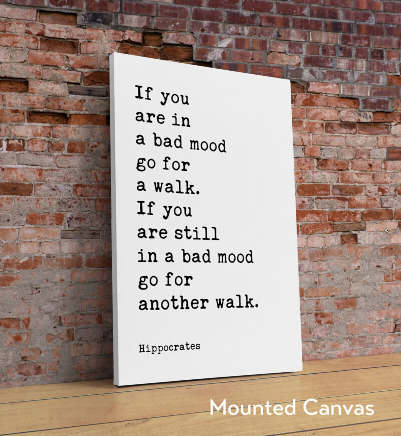 If you are in a bad mood go for a walk. If you are still in a bad mood go for another walk. Hippocrates Quote Art Print - Image 2