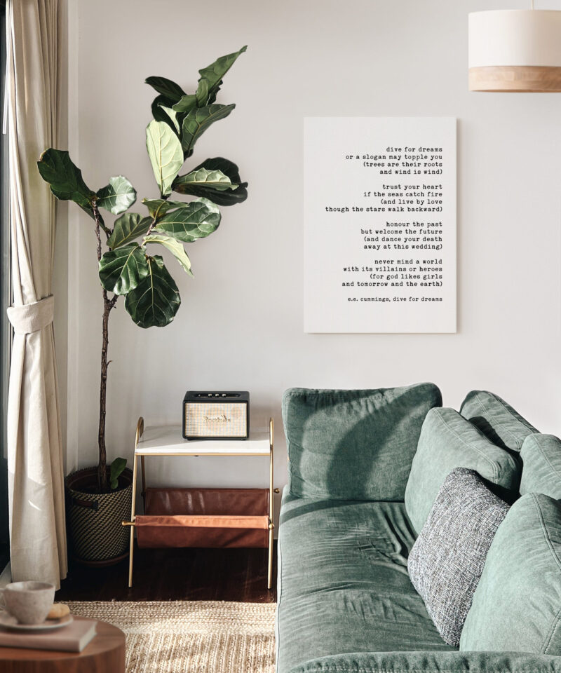 dive for dreams - E.E. Cummings Poem - Low Profile Mounted Canvas Typography Art Print - Image 3