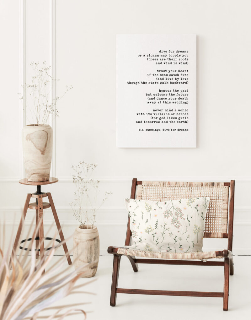 dive for dreams - E.E. Cummings Poem - Low Profile Mounted Canvas Typography Art Print - Image 5
