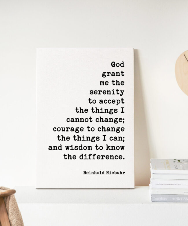 Serenity Prayer by Reinhold Niebuhr - Low Profile Mounted Canvas Typography Art Print