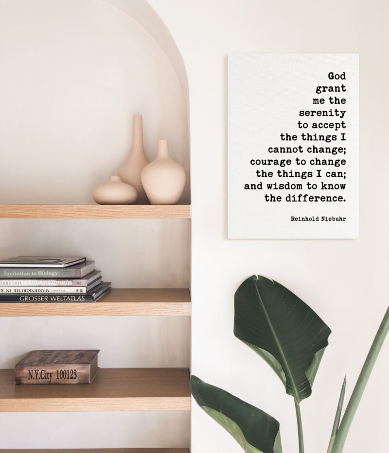 Serenity Prayer by Reinhold Niebuhr - Low Profile Mounted Canvas Typography Art Print