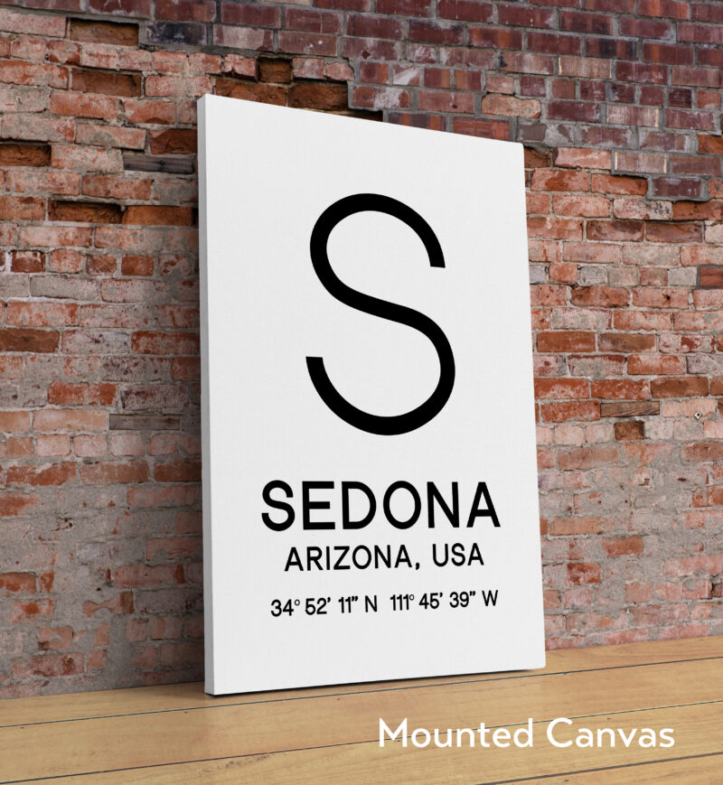 Sedona, Arizona with GPS Coordinates Typography Minimalist Art Print