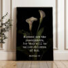 Blessed are the peacemakers, for they will be called children of God. Matthew 5:9 Typography Art Print featuring Calla Lilies by Lambdin