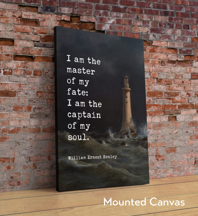 I am the master of my fate: I am the captain of my soul. William Ernest Henley Poem Quote Typography Art w/ Anton Melbye Lighthouse Painting - Image 2