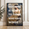 Nothing Is Heavy To Those Who Have Wings Typography Art Print with Winged Figure (1889) by Abbott Handerson Thayer