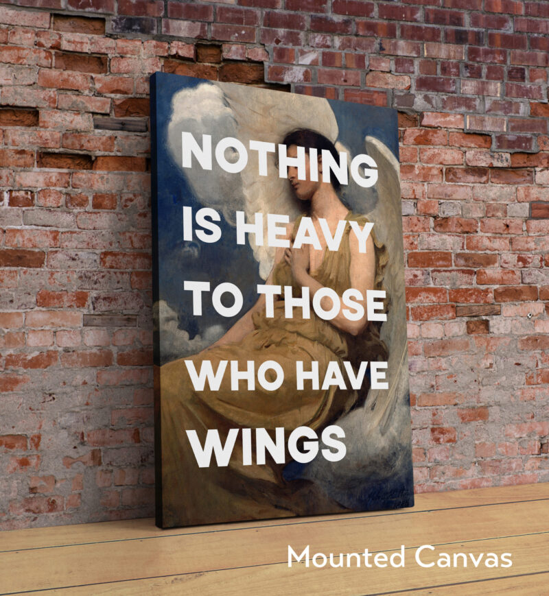 Nothing Is Heavy To Those Who Have Wings Typography Art Print with Winged Figure (1889) by Abbott Handerson Thayer - Image 2