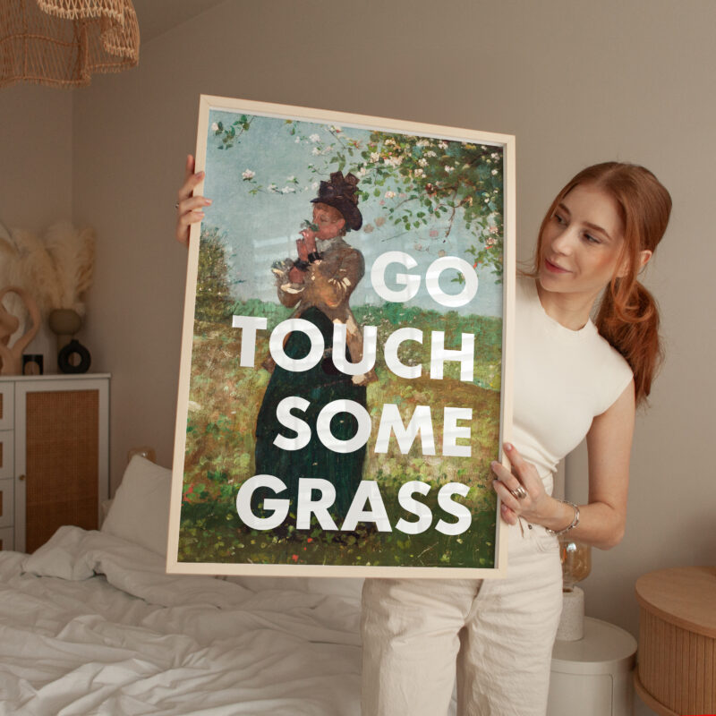 Go Touch Some Grass Typography Art Print featuring The Yellow Jacket (1879) by Winslow Homer.