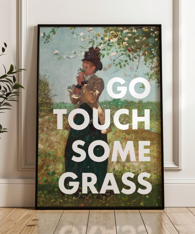 Go Touch Some Grass Typography Art Print featuring The Yellow Jacket (1879) by Winslow Homer.