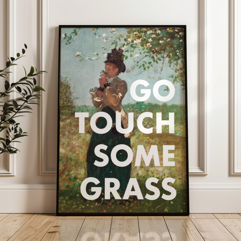 Go Touch Some Grass Typography Art Print featuring The Yellow Jacket (1879) by Winslow Homer.