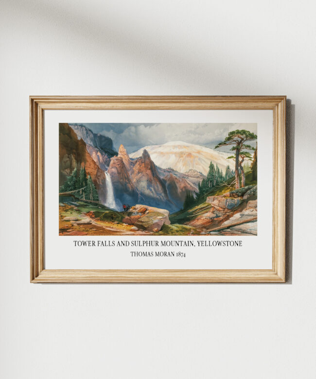 Tower Falls and Sulphur Mountain, Yellowstone by Thomas Moran 1874 Art Print