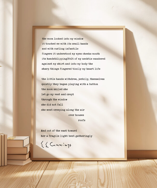 The Moon Looked Into my Window Poem by E. E. Cummings Typography Art Print