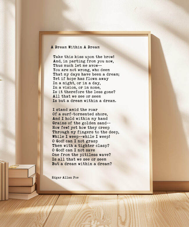 A Dream Within a Dream - Edgar Allan Poe Poem Typography Art Print