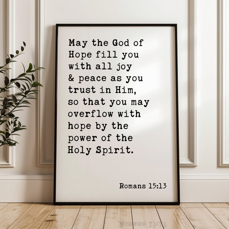 May The God of Hope Romans 15:13 Typography Art Print