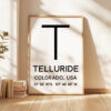 Telluride, Colorado with GPS Coordinates Minimalist Art Print