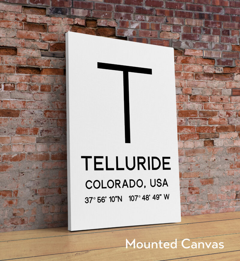 Telluride, Colorado with GPS Coordinates Minimalist Art Print