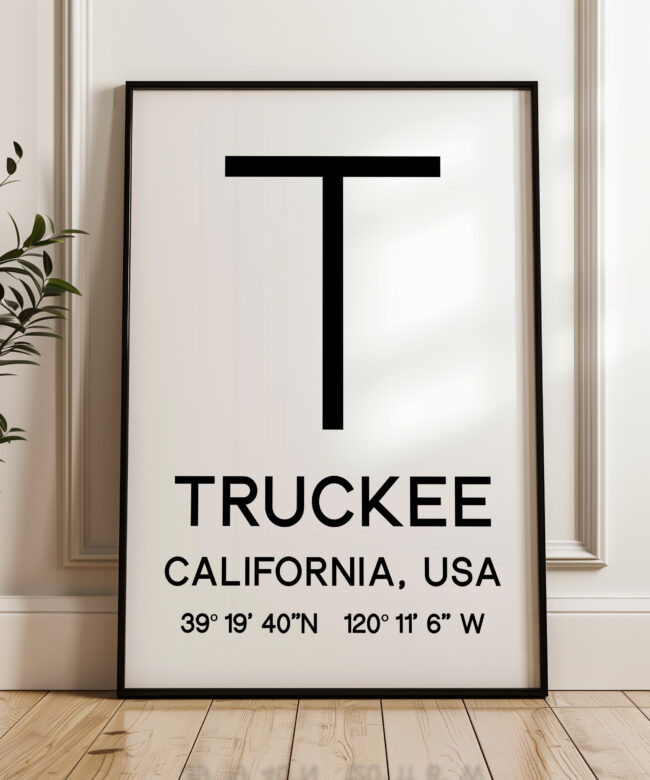 Truckee, California GPS Typography Art Print