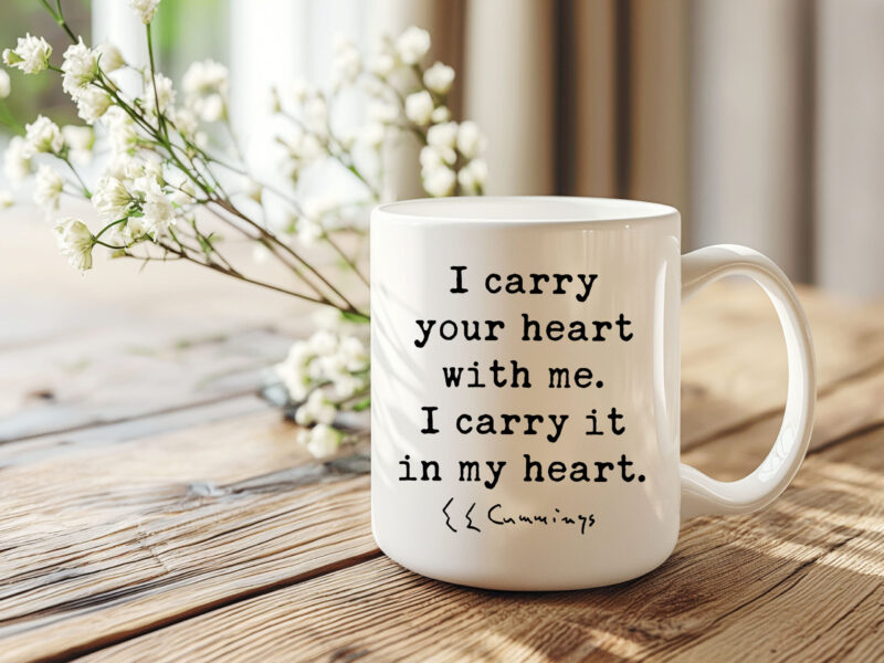 I Carry Your Heart With Me. I Carry It In My Heart. E.E. Cummings Quote Coffee Mug - Image 2
