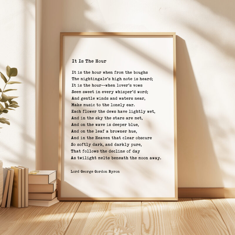 It Is The Hour • George Gordon Byron Poem • Typography Art Print