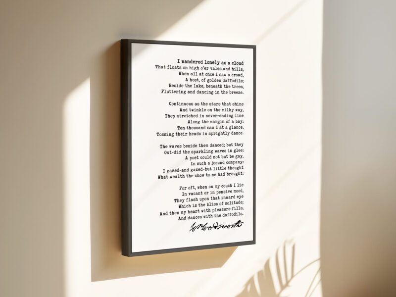 I Wandered Lonely as a Cloud Poem by William Wordsworth Framed Canvas Art - Image 2
