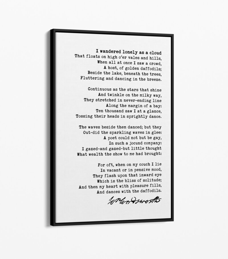 I Wandered Lonely as a Cloud Poem by William Wordsworth Framed Canvas Art - Image 3