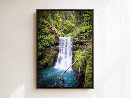 Lower South Falls at Silver Falls State Park, Oregon - Framed Canvas Art Print