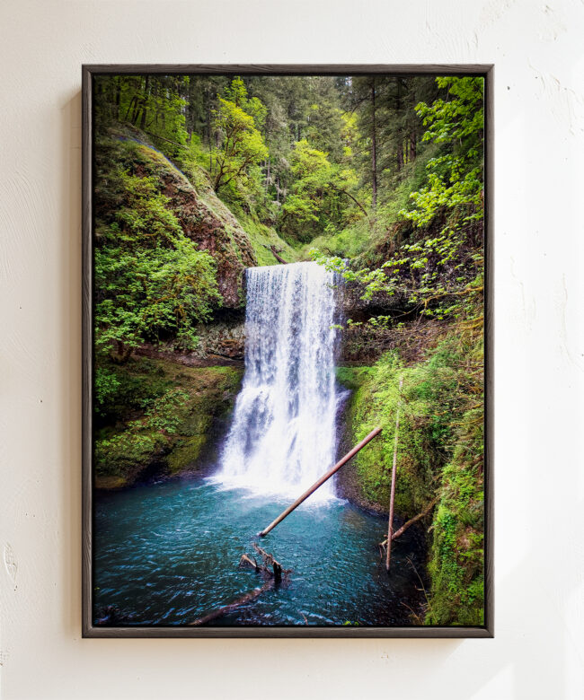 Lower South Falls at Silver Falls State Park, Oregon - Framed Canvas Art Print