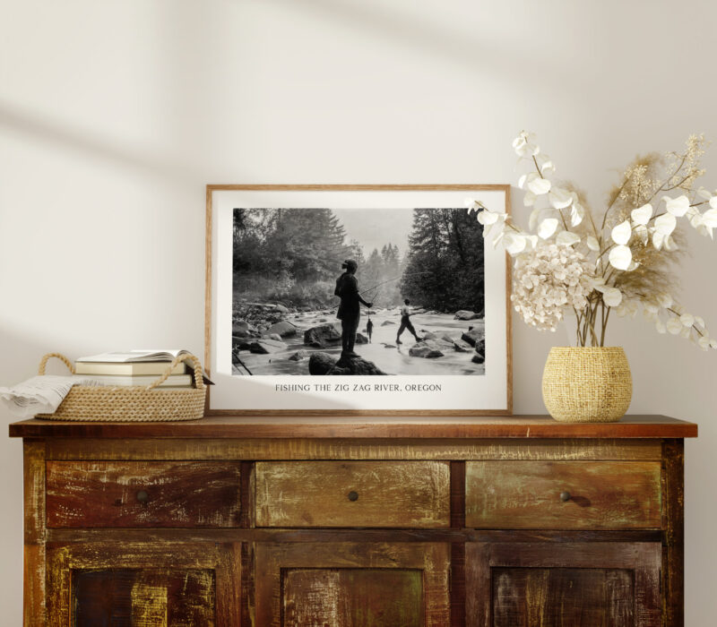 Fishing the Zig Zag River, Oregon Vintage Photo • USFS • Typography Art Print - Image 3