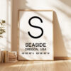 Seaside, Oregon with GPS Coordinates Minimalist Art Print • Travel • Coast