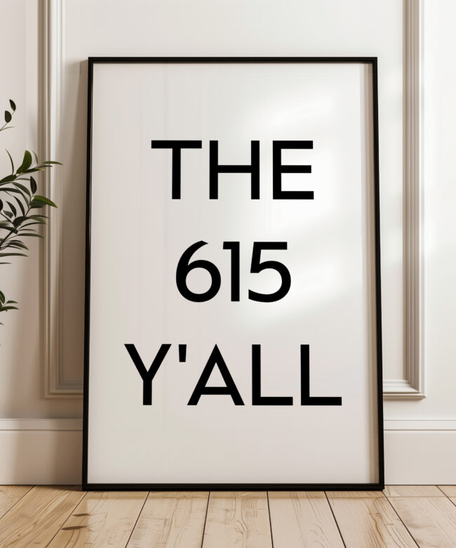 The 615 Y'all Minimalist Art Print • Nashville, Tennessee • Original Area Code • TN • History • Culture • Nostalgia