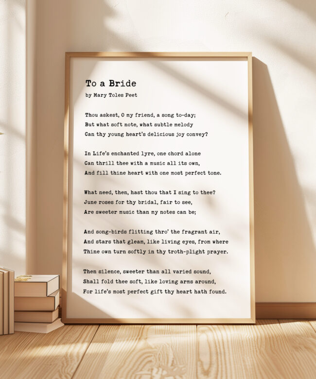 To a Bride. Poem by Mary Toles Peet • Typography Art Print
